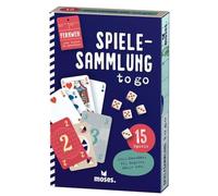moses- Spielesammlung to go, 15 Spieleklassiker für unterwegs Cartas atemporales Dados, Juegos de Mesa clásicos a Partir de 8 años, Color Azul, ca. 10 cm x, 3 cm x 3 cm (090173)