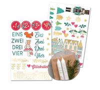 moses. Tatuajes navideños para velas, 40 tatuajes navideños con acabado de lámina dorada, tatuajes para velas para Navidad. Fabricado en Alemania