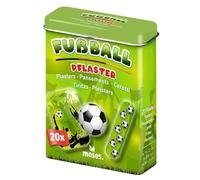 moses. Tiritas de fútbol - Caja de metal con 20 tiritas | Tiritas infantiles con motivo | Tiritas para heridas para niños