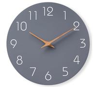 Mosewa Large Wall Clock 16 Inch Gray Modern Flatwood Silent Non Ticking Battery Operated Decorative for Bedroom Bathroom Living Room Kitchen Home Office Hotel