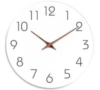 Mosewa Reloj de Pared de 8 Pulgadas, Color Blanco, silencioso, sin tictac, Funciona con Pilas, Reloj de Madera Minimalista Simple Decorativo para Cocina, hogar, Dormitorio, Sala de Estar, Oficina