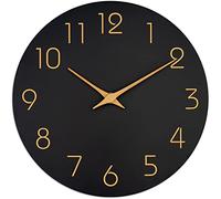 Mosewa Wall Clock 8 Inch Black Battery Operated Silent Non Ticking Simple Minimalist Rose Gold Numbers Decorative for Bedroom Living Room Kitchen Home Bathroom Office