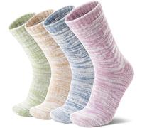 MOSEY KOSY 4 Pares de Calcetines de Lana Merino para Caminar y Senderismo Cálidos Extra Grosos Térmicos Cómodos con Corte Alto para Trabajo para Mujer y Hombre(Mezcla de Colores,42-46)