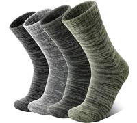 MOSEY KOSY 4 Pares de Calcetines de Lana Merino para Caminar y Senderismo Cálidos Extra Grosos Térmicos Cómodos con Corte Alto para Trabajo para Mujer y Hombre(Verde/Negro/Gris,36-42)