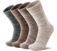 MOSEY KOSY 4 Pares de Calcetines de Lana Merino para Caminar y Senderismo Cálidos Extra Grosos Térmicos Cómodos con Corte Alto para Trabajo para Mujer y Hombre(Serie de Color Café,42-46)