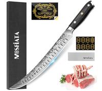 MOSFiATA Cuchillo Deshuesador Cuchillo Jamonero Profesional, Hoja Flexible y Alveolada de Acero Inoxidable Alemán Forjado 270 mm, Mango Ergonómico de Madera