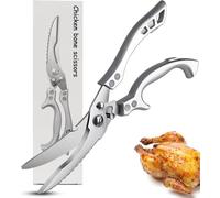 MOSFiATA Tijeras para Aves, Tijeras de Cocina Profesionales de Acero Inoxidable, con Cierre de Seguridad & Mango Antideslizante, Borde Dentado, Tijera en para Pollos para Carne, Verduras y Pescado