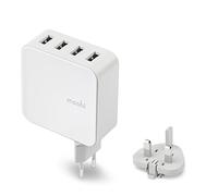 Moshi ProGeo Cargador de Corriente Rápida 4 Puertos USB (35W) para iPhone, iPad, Tabletas y Smartphones, 3 Años de Garantía