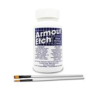Moshify Armour Etch - Kit de crema de grabado de vidrio, crea diseños grabados permanentemente, peso neto de 10 onzas, incluido con pinceles de aplicación