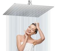 Moshiqgaol Rociador Ducha Cuadrado 30 x 30CM Acero Inoxidable 304, Cabezal de Ducha Antical con Efecto Lluvia, 360° Giro, Conexión G1/2, Fácil Limpieza, Acabado Cromado(Plata)