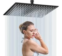 Moshiqgaol Rociador Ducha Cuadrado 30 x 30CM Acero Inoxidable 304, Cabezal de Ducha Antical con Efecto Lluvia, 360° Giro, Conexión G1/2, Fácil Limpieza, Acabado Cromado