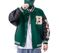 Moshtashio Chaqueta de Béisbol para Hombre Chaqueta Universitaria Deportiva Abrigos Hombres Mujeres College Jacket Chaqueta de Sudor Clásico Oversized Chaqueta… (Verde, 3XL)