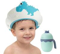 MOSIERRY Gorro de ducha para bebé con jarra de baño, protector de lavado de cabello para niños pequeños, visera de baño ajustable, sombrero de champú para niños pequeños de 1 a 9 años, azul