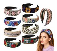 MOSIOBERDAVIAN 9 diademas para mujer que proporcionan diademas bohemias para mujer, diademas bordadas finas para mujeres y niñas, cómodas diademas anchas para mujeres, diademas vintage para mujer