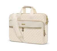 MOSISO 13-13,3 Pulgadas Laptop Bolsa, Maletín para Mujeres&Hombres, 14 Pulgadas Cuadrado Acolchado Ordenador Messenger Bolso Oficina Viajes Negocios con 3 Bolsillos&Correa,Beige