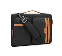 MOSISO 360 Bolsa Portátil 15,6 Pulgadas Compatible con MacBook Pro 16, HP, Dell, Bolsa Mensajero con Apertura Lateral con 2 Bolsillos Rectangulares con Cremallera&Asa Extensible,Negro