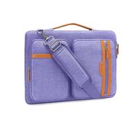 MOSISO 360 Bolsa Portátil 15,6 Pulgadas Compatible con MacBook Pro 16, HP, Dell, Bolsa Mensajero con Apertura Lateral con 2 Bolsillos Rectangulares con Cremallera&Asa Extensible,Púrpura