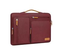 MOSISO 360 Funda Portátil 15 Pulgadas, Compatible con MacBook Air 15 M5 M4 M3 M2 2026 2025 2024 2023, DELL XPS Plus, Bolsa Lateral Abierta con 4 Bolsillos con Cremallera&Mango,Rojo Vino