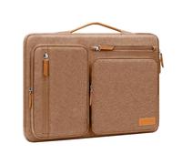 MOSISO 360 Funda Portátil 16 Pulgadas, 15 a 15,6 Pulgadas Laptop Bolsa Compatible con MacBook Pro 16, HP, Acer, DELL, Bolsa Lateral Abierta con 4 Bolsillos con Cremallera&Mango,Moca