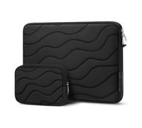 MOSISO 360 Funda Protectora Portátil 13-14 Pulgadas, 13,3 Inch Transporte Bolsa Compatible con MacBook Air/Pro 13/14 Pulgadas, Acolchado Ripple Agua Laptop Bolsa con Pequeño Bag,Negro