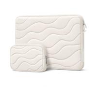 MOSISO 360 Funda Protectora Portátil 13 Pulgadas, 13-14" Transporte Bolsa | Compatible con MacBook Air/Neo/Pro 13/14 Pulgadas, Acolchado Ripple Agua Laptop Bolsa con Pequeño Bag,Arena