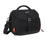 MOSISO Bolsa Cámara, Bandolera Fotografía Riñonera para Cámaras DSLR/SLR/Sin Espejo, Estuche Acolchado con Solapa con Rain Cover&Cordón Elástico Frontal&Soporte Inferior Trípode para Canon/Nikon,Negro