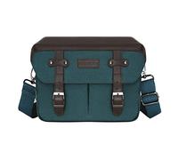 MOSISO Bolsa Cámara para DSLR/SLR/Fotografía sin Espejo, Bolso Vintage de Piel Sintética con Solapa&Cubierta para la Lluvia, Compatible con Canon/Nikon/Sony Cámaras&Lentes, Verde Azulado