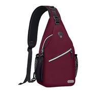 MOSISO Bolsa Cruzada Mochila de Pecho, Poliéster Duradero Pecho Hombro Desbalanceada Gimnasia Ligero Crossbody Saco Satchel al Aire Libre Excursión Bolsa Bandolera,Vino Rojo, Medium