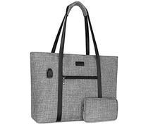 MOSISO Bolsa para Portátil 16 Pulgadas para Mujer con Puerto USB, Compatible con MacBook Pro 16 A2485 A2141, 15-15,6 Pulgadas Portátil, Maletín de Trabajo, Viajes, con Monedero Pequeño, Gris