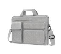 MOSISO Bolso Bandolera Portátil, Maletín con 2 Bolsillos Elevados&1 Solapa&1 Bolsillo Horizontal&Asa&Cinturón, Compatible con MacBook HP Lenovo Dell ASUS Acer, Gris, 16 Pulgadas