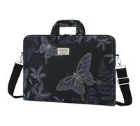 MOSISO Bolso Portátil para Mujer, 15,6 Pulgadas Bolso Compatible con MacBook HP Dell Lenovo Asus y Portátiles, 15-15.6 Pulgadas Funda Bandolera para Portátil con Correa, Mariposa Línea Dorada