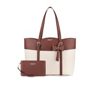 MOSISO Bolso Tote Laptop para Mujer, 15,6 Pulgadas PU Bolso Tote con Bolsillo en Forma Arco&Cartera Mano, Bolso Trabajo con Lazo, Bolsos Waterproof para Computadora Maletín Trabajo para Oficina,Marrón