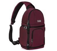 MOSISO Camera Bandolera, DSLR/SLR/Mirrorless Cámara Funda Shockproof Fotografía Cámara Mochila con Soporte Trípode&Insertos Modulares Extraíbles Compatible con Canon/Nikon/Sony/Fuji,Vino Rojo