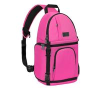 MOSISO Camera Bandolera, DSLR/SLR/Mirrorless Cámara Funda Shockproof Fotografía Cámara Mochila con Soporte Trípode&Insertos Modulares Extraíbles Compatible con Canon/Nikon/Sony/Fuji,Rosa Brillante