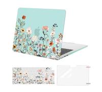 MOSISO Funda Compatible con MacBook Air 13,6 Pulgadas, 2022 2023 2024 Versión A3113 M3 A2681 M2, Flores de Jardín Plástico Carcasa Rígida&Cubierta del Teclado&Protector de Pantalla, Verde