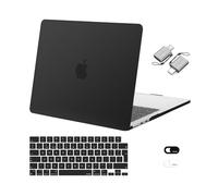 MOSISO Funda Compatible con MacBook Air 13.6 Pulgadas 2022-2023 A2681 M2 Touch ID,Delgado Ultra-Fino Peso Mate Plástico Duro Case&Keyboard Skin&Webcam Cover&Type C Adaptador 2 Pack,Negro