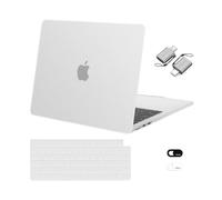 MOSISO Funda Compatible con MacBook Air 13.6 Pulgadas 2022-2023 A2681 M2 Touch ID,Delgado Ultra-Fino Peso Mate Plástico Duro Case&Keyboard Skin&Webcam Cover&Type C Adaptador 2 Pack,Translúcido