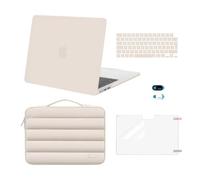 MOSISO Funda Compatible con MacBook Air 13,6 Pulgadas 2025 2024 2023 M4 M3 M2 A3240 A3113 A2681, Plástico Carcasa para MacBook Air 13 M4 M3 M2& Puffy Bolsa&Teclado Tapa&Webcam&Pantalla,Arena