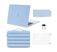 MOSISO Funda Compatible con MacBook Air 13,6 Pulgadas 2025 2024 2023 M4 M3 M2 A3240 A3113 A2681, Plástico Carcasa para MacBook Air 13 M4 M3 M2& Puffy Bolsa&Teclado Tapa&Webcam&Pantalla,Azul Aire