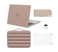 MOSISO Funda Compatible con MacBook Air 13,6 Pulgadas 2025 2024 2023 M4 M3 M2 A3240 A3113 A2681, Plástico Carcasa para MacBook Air 13 M4 M3 M2& Puffy Bolsa&Teclado Tapa&Webcam&Pantalla,Bronce Marrón