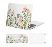 MOSISO Funda Compatible con MacBook Air 13,6 Pulgadas, M4 M3 M2 2025 2024 2022 A3240 A3113 A2681, Flores Silvestres Plástico Carcasa Rígida&Cubierta del Teclado&Protector de Pantalla, Transparente