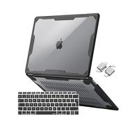 MOSISO Funda Compatible con MacBook Air 13 Pulgadas 2022-2018 A2337 M1 A2179 A1932 Chip, Carcasa Geométrica Simétrica Plástico Resistente Duro con TPU Bumper&Teclado&Tipo C Adapter,Negro