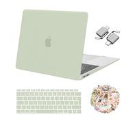 MOSISO Funda Compatible con MacBook Air 13 Pulgadas 2022, 2021-2018 M1 Chip A2337 A2179 A1932 Pantalla Retina Touch ID, Funda de Plástico Dura&Teclado&Portátil Calcos&Adaptador Tipo C,Verde Salvia