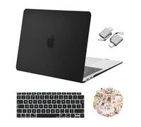 MOSISO Funda Compatible con MacBook Air 13 Pulgadas 2022, 2021-2018 M1 Chip A2337 A2179 A1932 Pantalla Retina Touch ID, Funda de Plástico Dura&Teclado&Portátil Calcos&Adaptador Tipo C,Negro