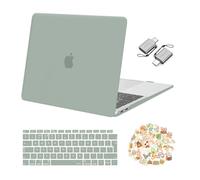 MOSISO Funda Compatible con MacBook Air 13 Pulgadas 2022, 2021-2018 M1 Chip A2337 A2179 A1932 Pantalla Retina Touch ID, Funda de Plástico Dura&Teclado&Portátil Calcos&Adaptador Tipo C,Verde Antiguo