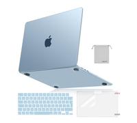 MOSISO Funda Compatible con MacBook Air 13 Pulgadas 2025-2022 M4 A3240 M3 A3113 M2 A2681, Ultra-Fina Natural Original Carcasa para MacBook Air 13,6&Teclado Tapa&Pantalla Cine&Pouch,Azul Celeste
