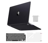 MOSISO Funda Compatible con MacBook Air 13 Pulgadas 2025-2022 M4 A3240 M3 A3113 M2 A2681, Ultra-Fina Natural Original Carcasa para MacBook Air 13,6&Teclado Tapa&Pantalla Cine&Pouch,Negro
