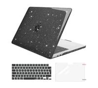 MOSISO Funda Compatible con MacBook Air 13 Pulgadas 2025 2024 2022 Release M4 A3240 M3 A3113 M2 A2681, Glitter Brillante Carcasa para MacBook Air 13,6&Tapa Teclado&Protector Pantalla,Negro