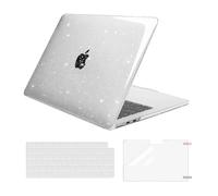 MOSISO Funda Compatible con MacBook Air 13 Pulgadas 2025 2024 2022 Release M4 A3240 M3 A3113 M2 A2681, Glitter Brillante Carcasa para MacBook Air 13,6&Tapa Teclado&Protector Pantalla,Transparente