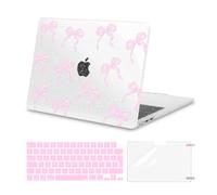 MOSISO Funda Compatible con MacBook Air 13 Pulgadas 2026-2022 M5 M4 M3 M2 | A3449 A3240, Rígida Plástico Brillante con Lazos&Tapa Teclado&Pantalla Protector para MacBook Air 13,6 Pulgadas, Rosa